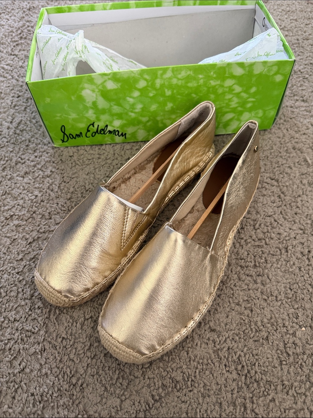 Sam Edelman Metallic Gold Espadrille Slip-On Flats